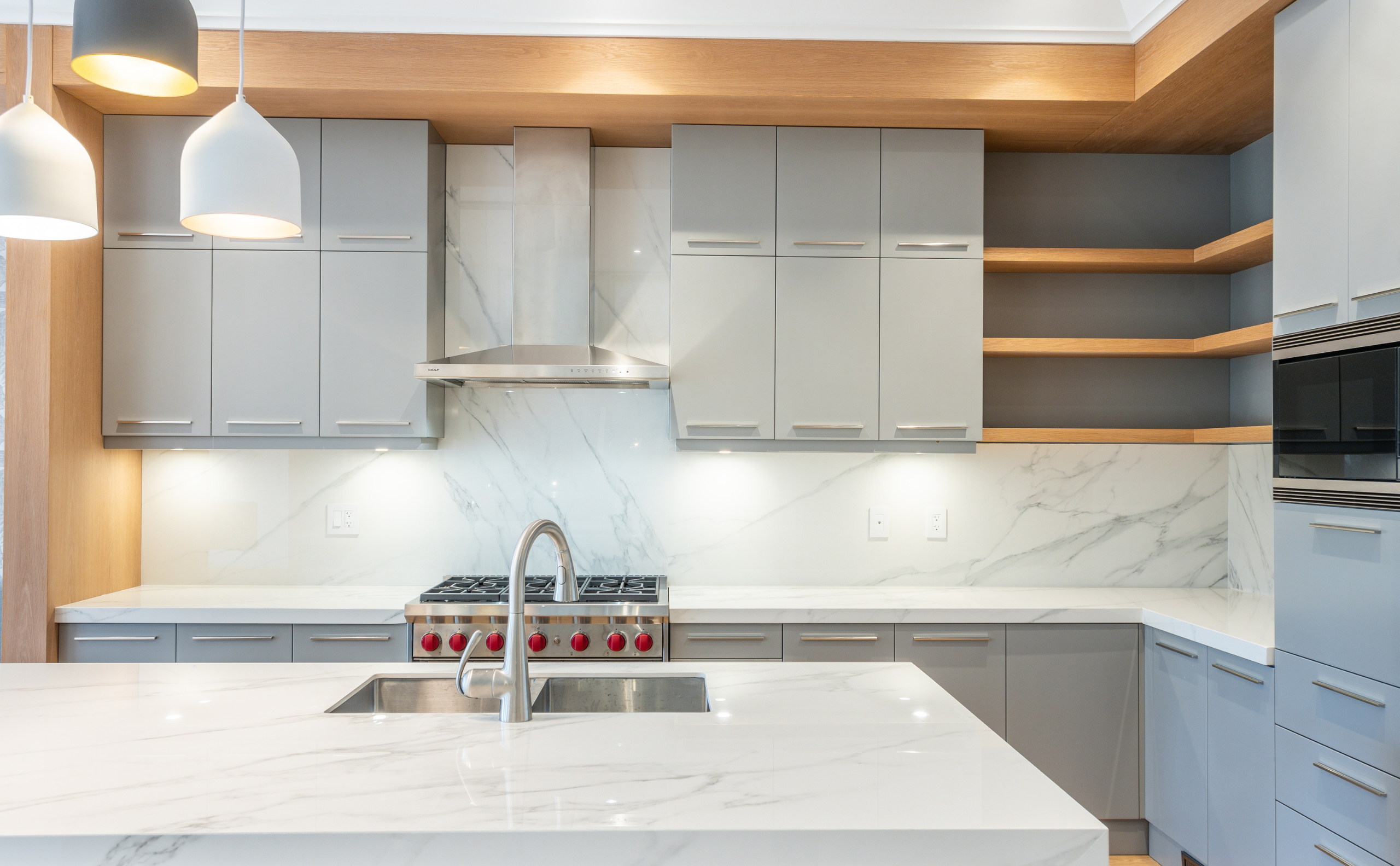 Countertop view of a full kitchen renovation in Toronto